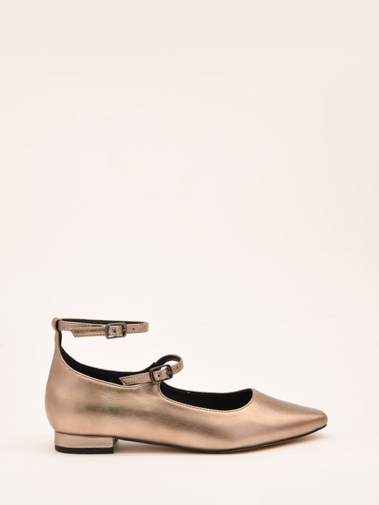 Gold Double Strap Ballerinas