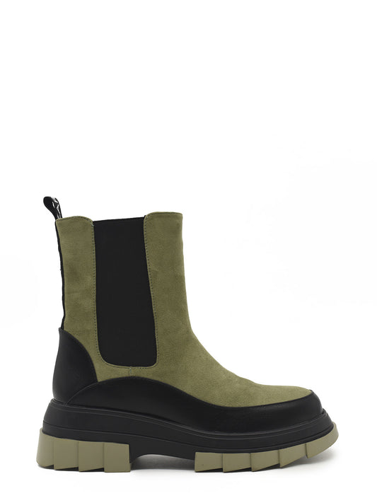 Green double-soled ankle boot