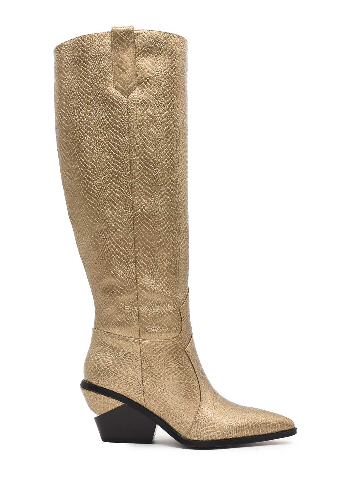 Botas de ouro de cowboy com estampa de – AZAREY SHOES