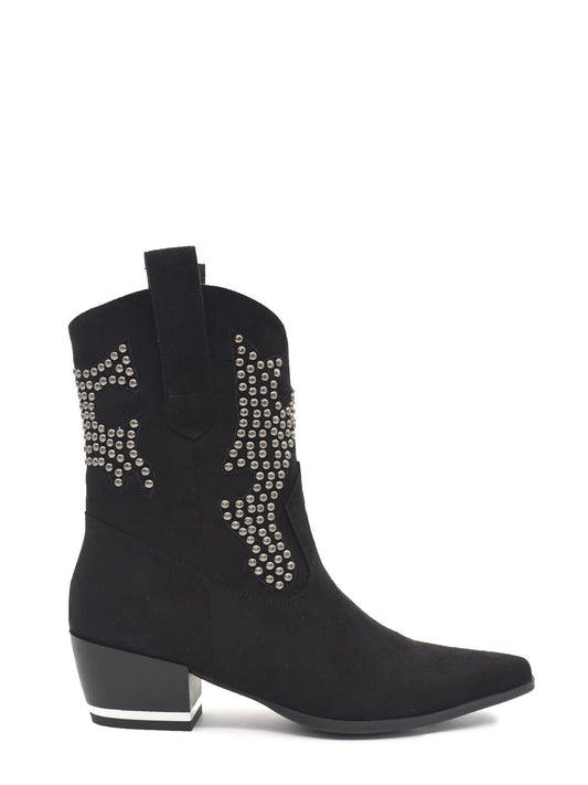 Black country ankle boots with studs