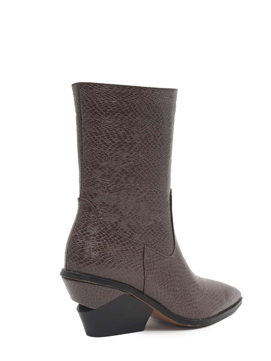 Cowboy ankle boots with brown snake print