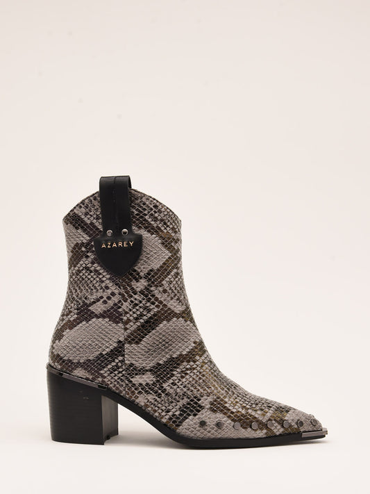 Cowboy boot with snake print