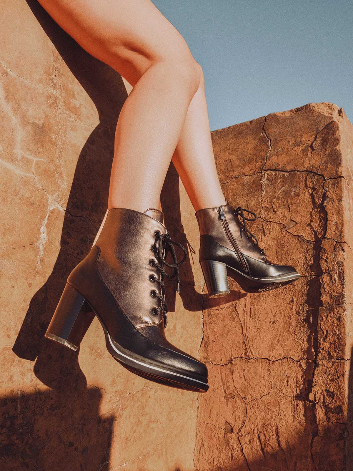 Metallic lace up boots hotsell