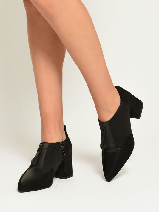 Black Shoes with Lycra and Wide Heel