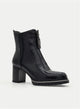 BLACK ANKLE BOOTS WITH WIDE HEEL AND FRONT ZIPPER