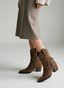 Taupe Cowboy Style Boot with Buckle.