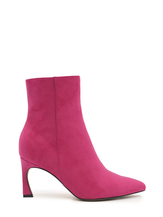 Bougainvillea-coloured thin-heeled ankle boot with side closure