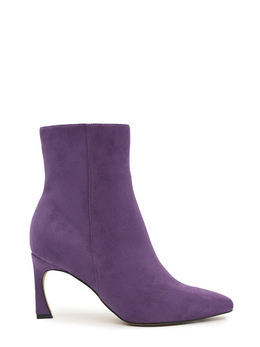 Lavender thin-heeled ankle boot with side closure