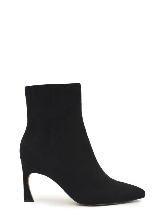Black thin-heeled ankle boot with side closure
