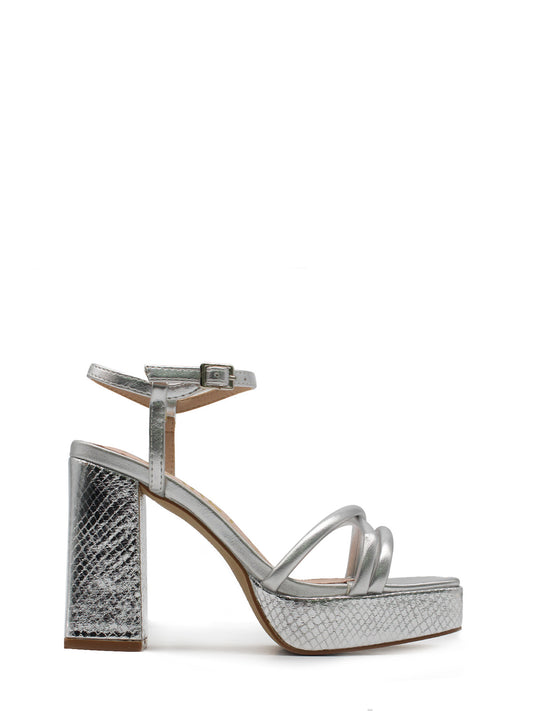Metallic silver strappy sandal