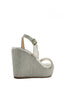 Sandalia de cuña color plata con strass