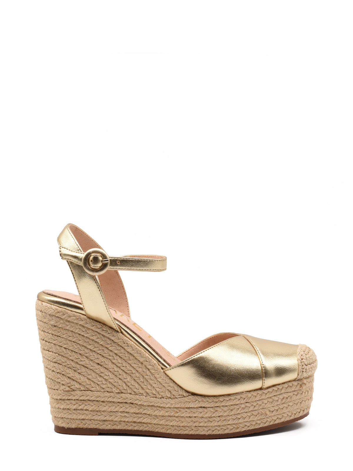 Golden espadrille-style wedge sandal – AZAREY SHOES