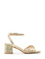 Gold metallic sandal with crossed straps