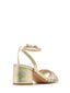 Gold metallic sandal with crossed straps