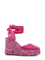 Fuchsia wedge with rhinestone embellishment