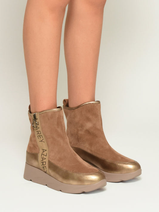 Taupe Azarey Sports Boots with Metallic Details