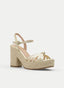 Jute platform heeled sandals with gold details