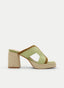 GREEN HEELED SANDALS WITH JUTE PLATFORM AND BRAIDED DESIGN