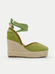 Alpargatas de cuña verdes con plataforma
