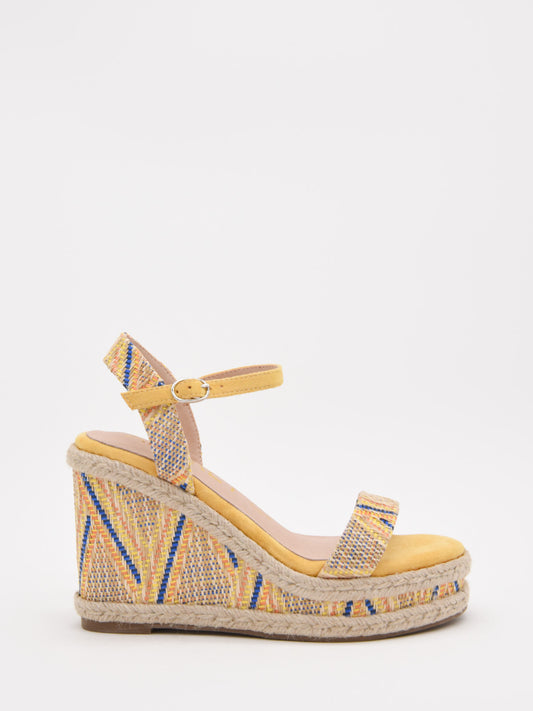 Sandalias de cuña amarillo multicolor