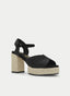 SANDALIA NEGRA CON PLATAFORMA Y TACÓN DE YUTE