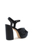 Sandalia negra de terciopelo con plataforma