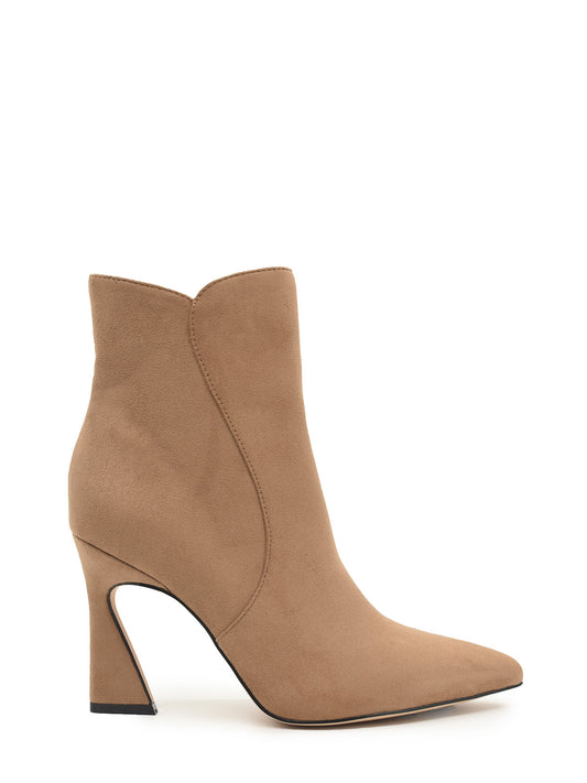 Thin-heeled ankle boots in taupe