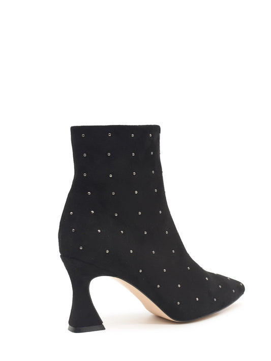 Studded ankle boots with thin heel in black