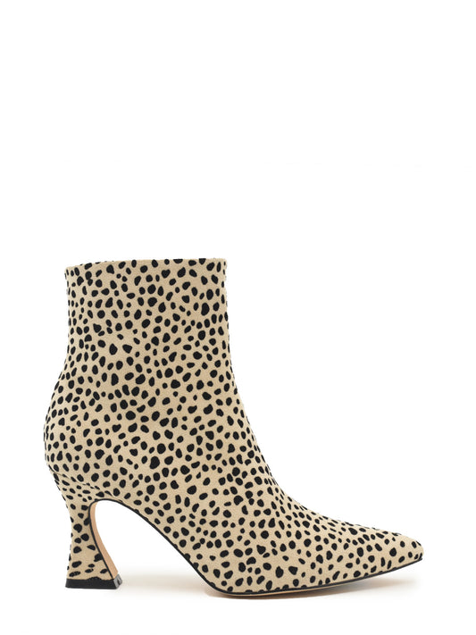 Beige leopard ankle boots with thin heel