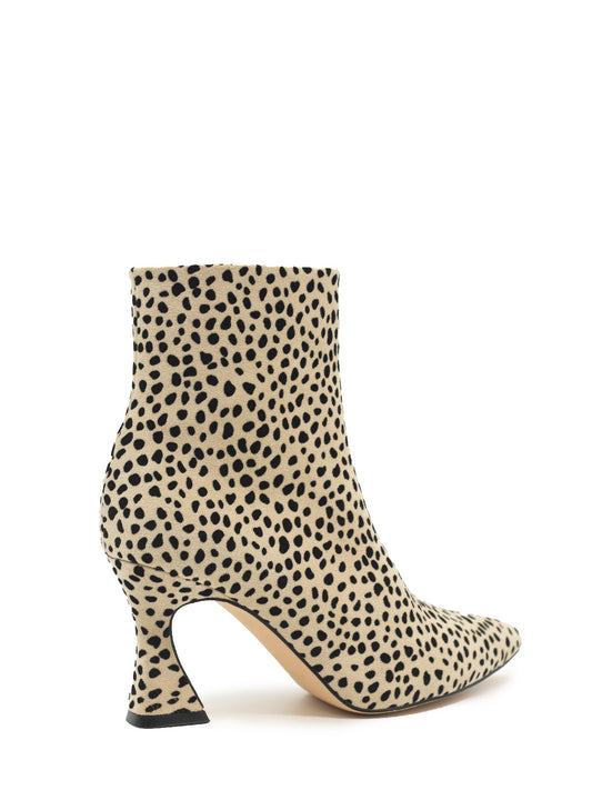 Beige leopard ankle boots with thin heel