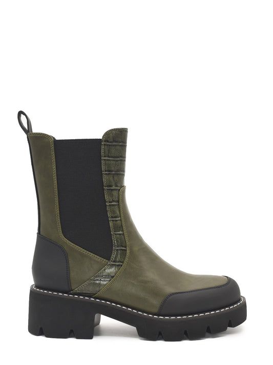 Women's flat ankle boots in green