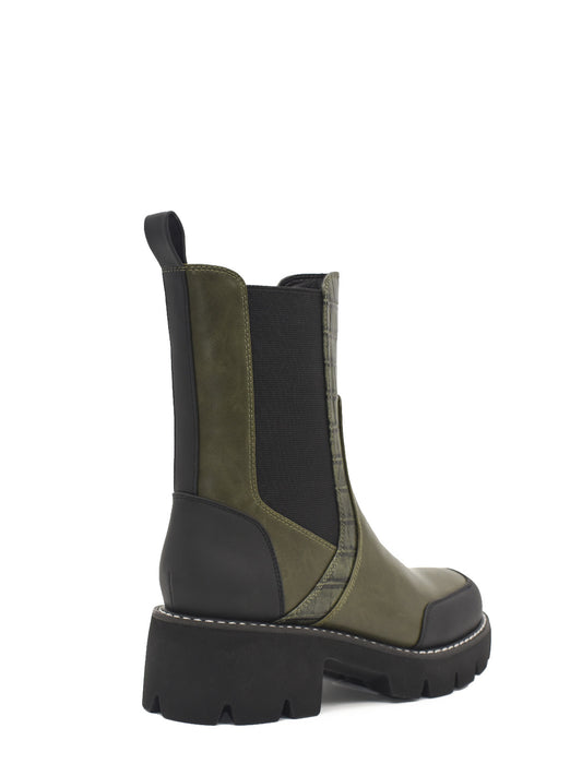 Women's flat ankle boots in green