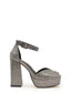 Sandalia de plataforma con tacón alto y strass en color plomo