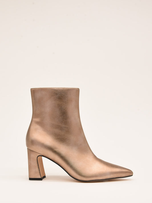 Gold Metallic Ankle Boots with Satin Finish