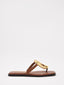 Brown flat sandals with gold detail