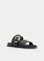 BLACK FLAT SANDAL WITH GOLDEN BUCKLE