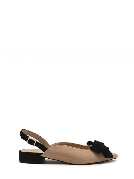 Beige slingback ballerina with bow