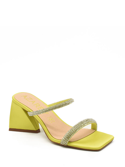 Lime slingback sandal with rhinestone straps