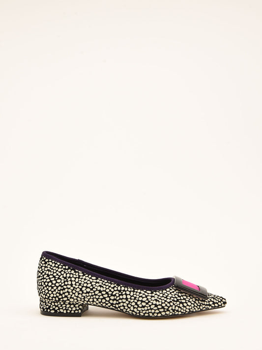 Animal Print Ballerinas with Fuchsia Detail on the Buckle