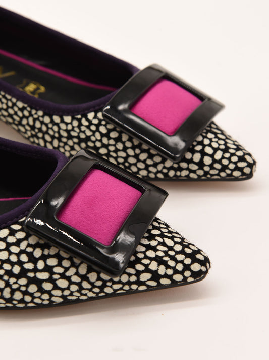 Animal Print Ballerinas with Fuchsia Detail on the Buckle