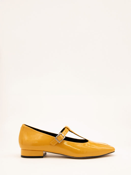 Mustard Patent Leather Ballerinas