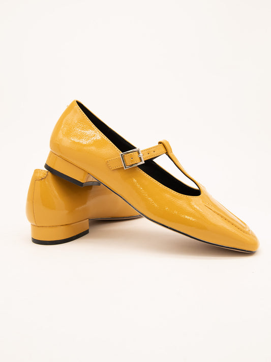 Mustard Patent Leather Ballerinas