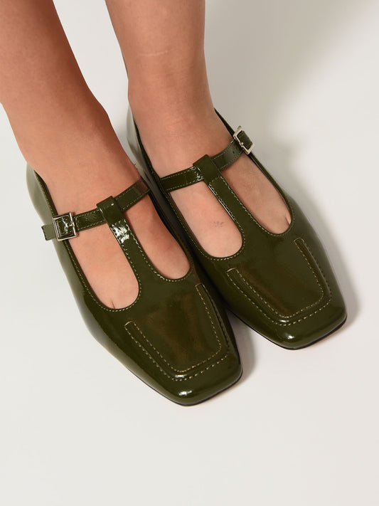 Green Patent Leather Ballerinas