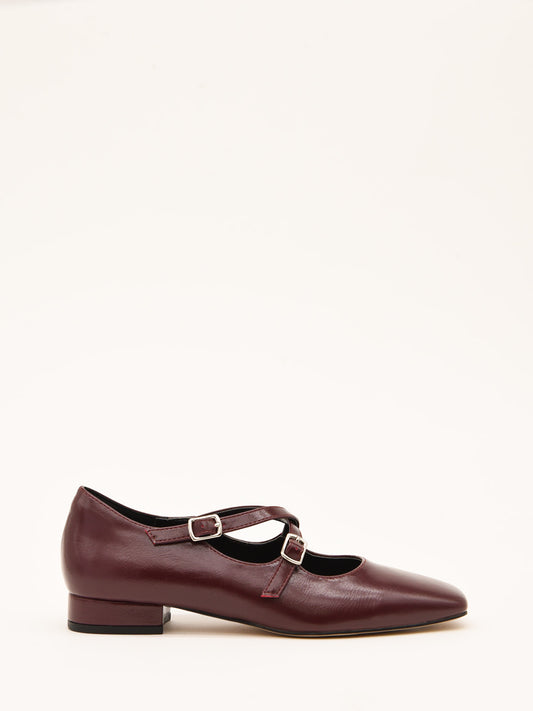 Burgundy Double Strap Ballerinas