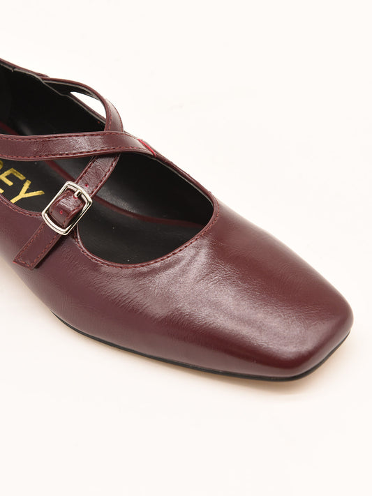 Burgundy Double Strap Ballerinas