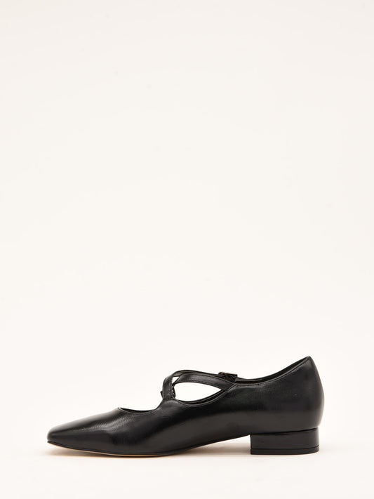 Black Double Strap Ballerinas