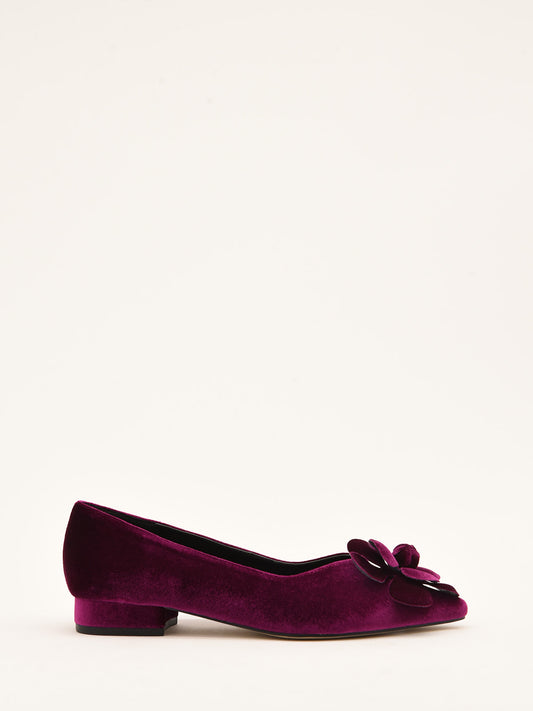 Bougainvillea Velvet Ballerinas with Flower