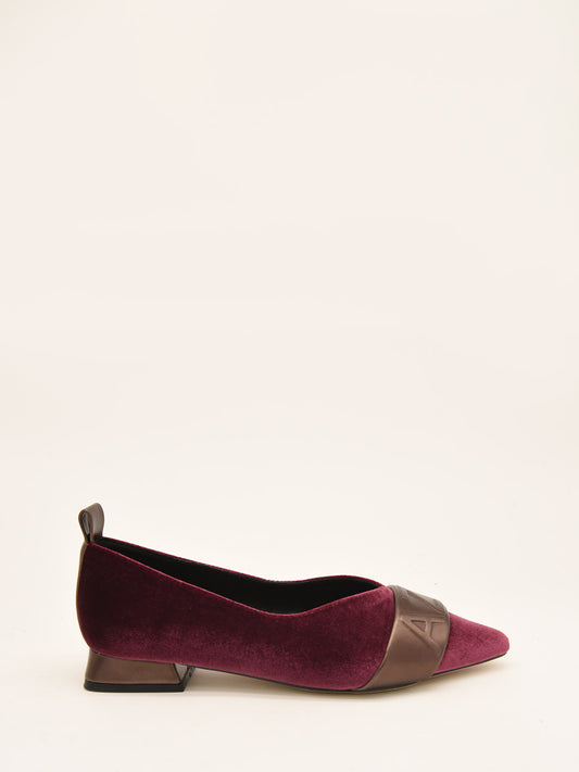 Pink Velvet Ballerinas with Metallic Detail AZR