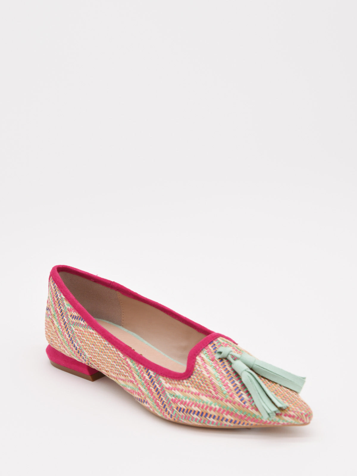 Multicolored loafers with green tassels and pink heel – AZAREY SHOES