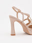 Sandalias nude de charol con tacón alto y plataforma